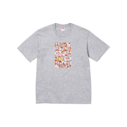 vsresell grey Supreme Pills graphic t-shirt with a colorful pill bottle print on the chest, size medium.