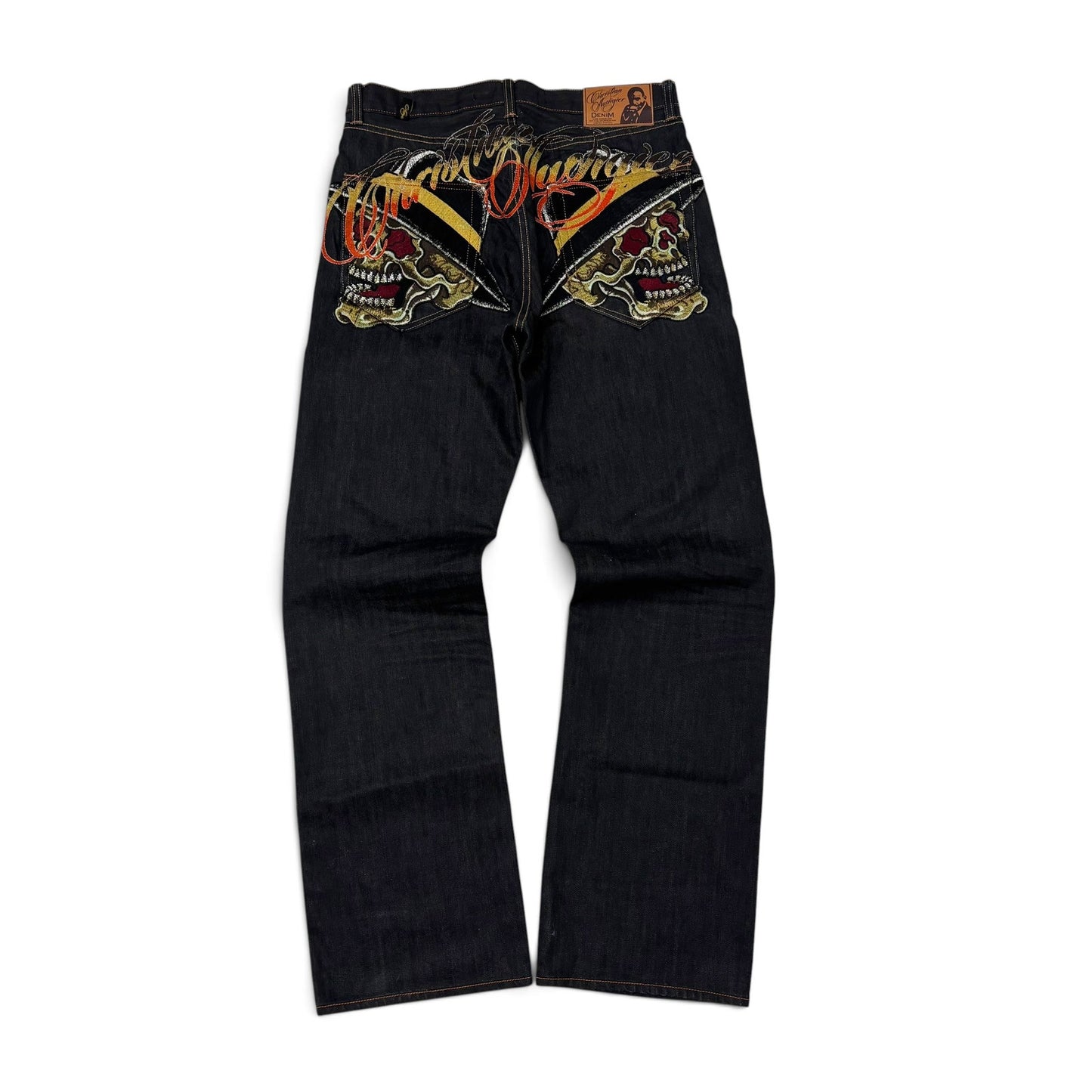 Y2K Christian Audigier Skull Jeans Size 34