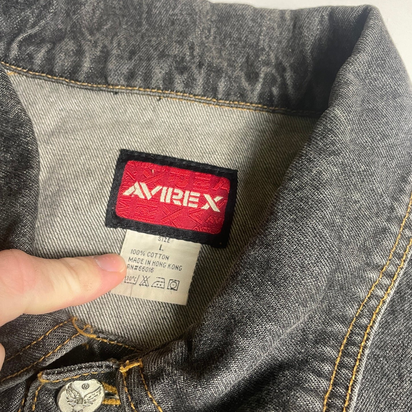 Avirex Y2K faded denim jacket L