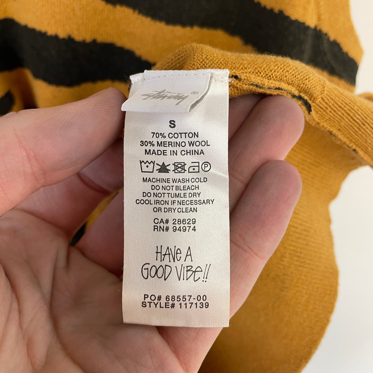 Stussy Tiger Printed Sweater Vest striped Mustard S