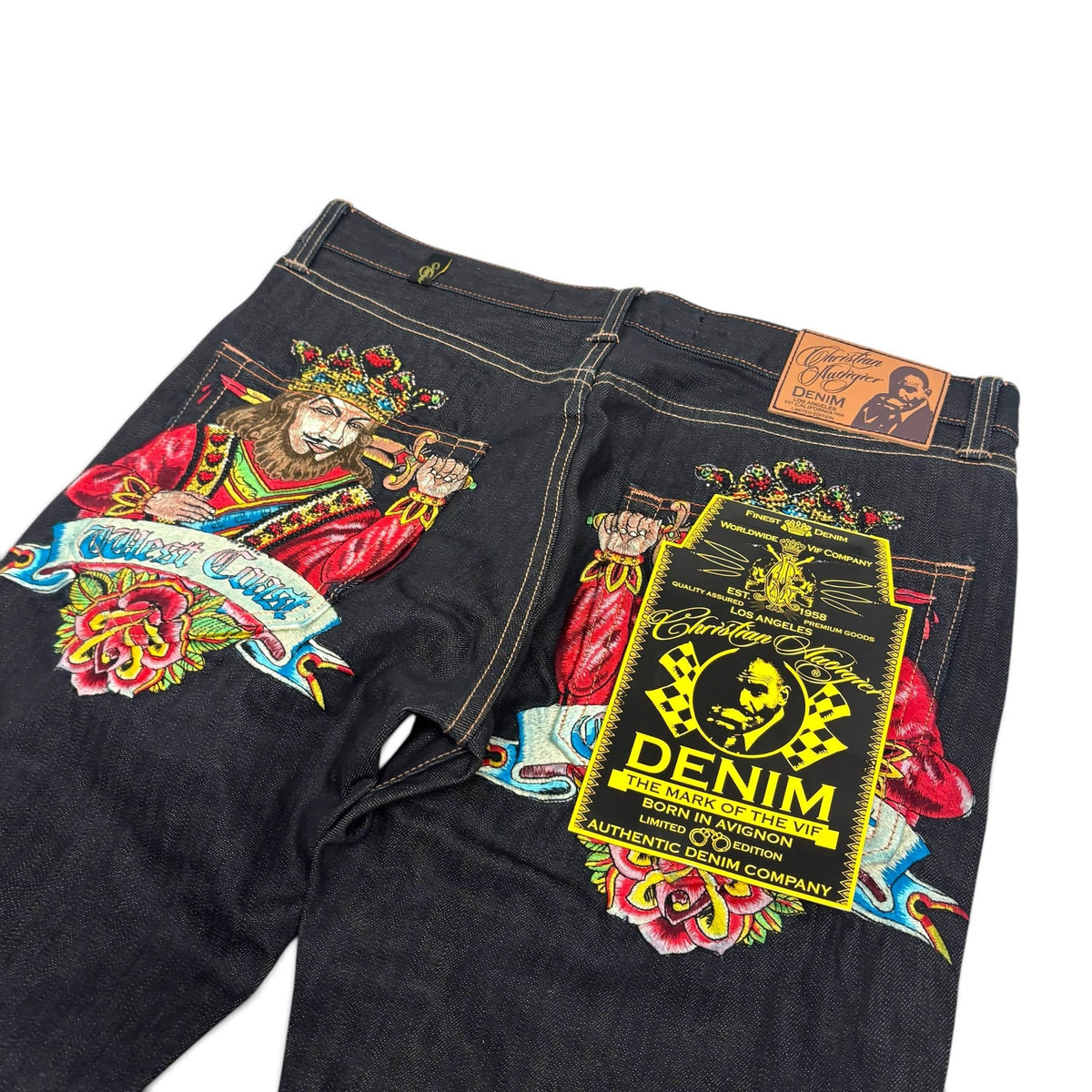 New Vintage Christian Audigier East Coast/West Coast King Jeans Size 34