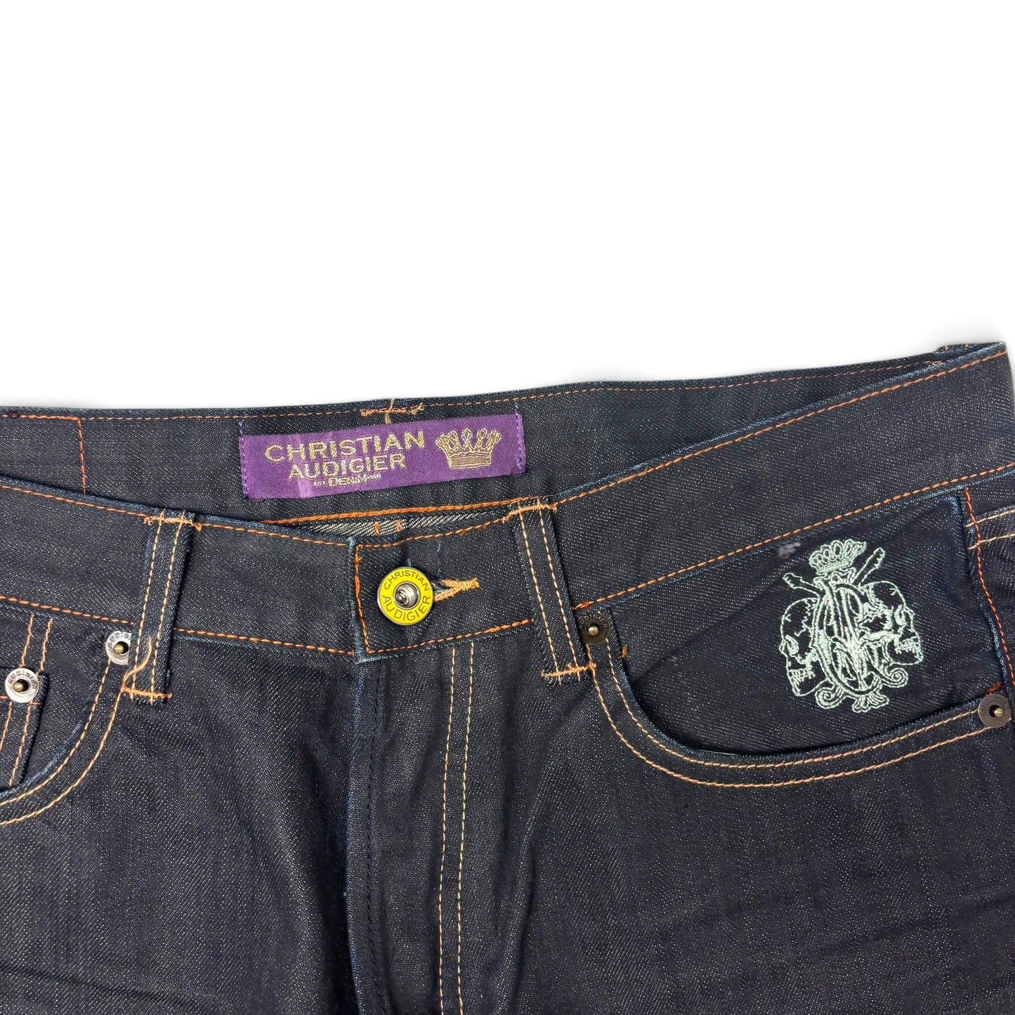 Y2K Christian Audigier Skull Jeans Size 34