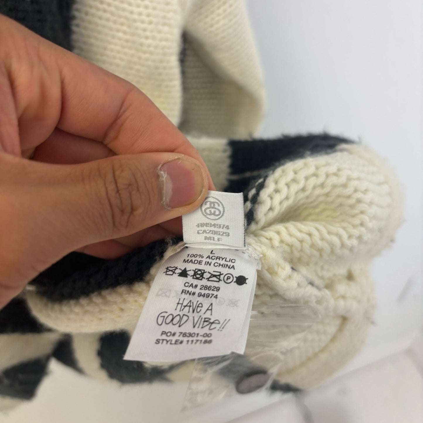 Stussy Stripe Brushed Cardigan Mohair Sweater L