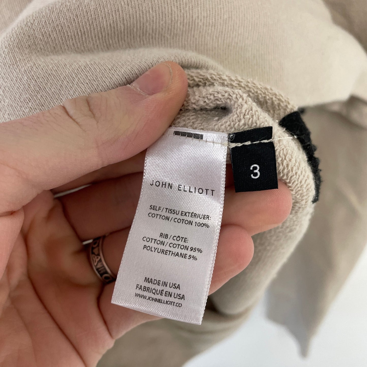John elliot blank beige hoodie L