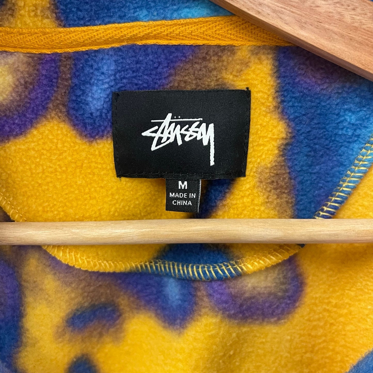 Stussy Half Zip Polar Mock tye dye fleece sweater M