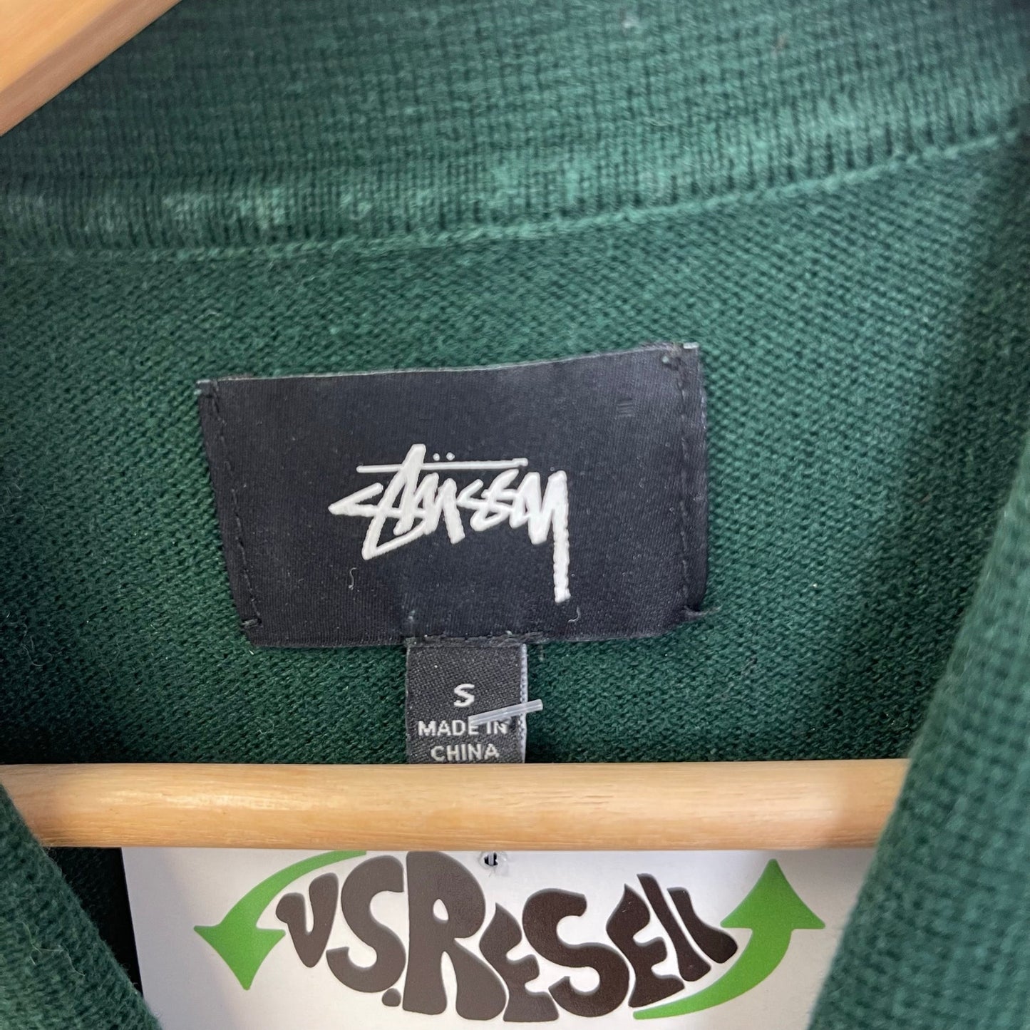 Stussy S Chain Long Sleeve Knit Polo green S