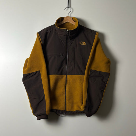 The North Face Denali yellow brown fleece zip jacket L