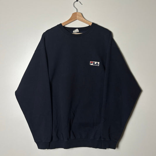 Vinatge Fila Biella navy blue boxy crewneck L