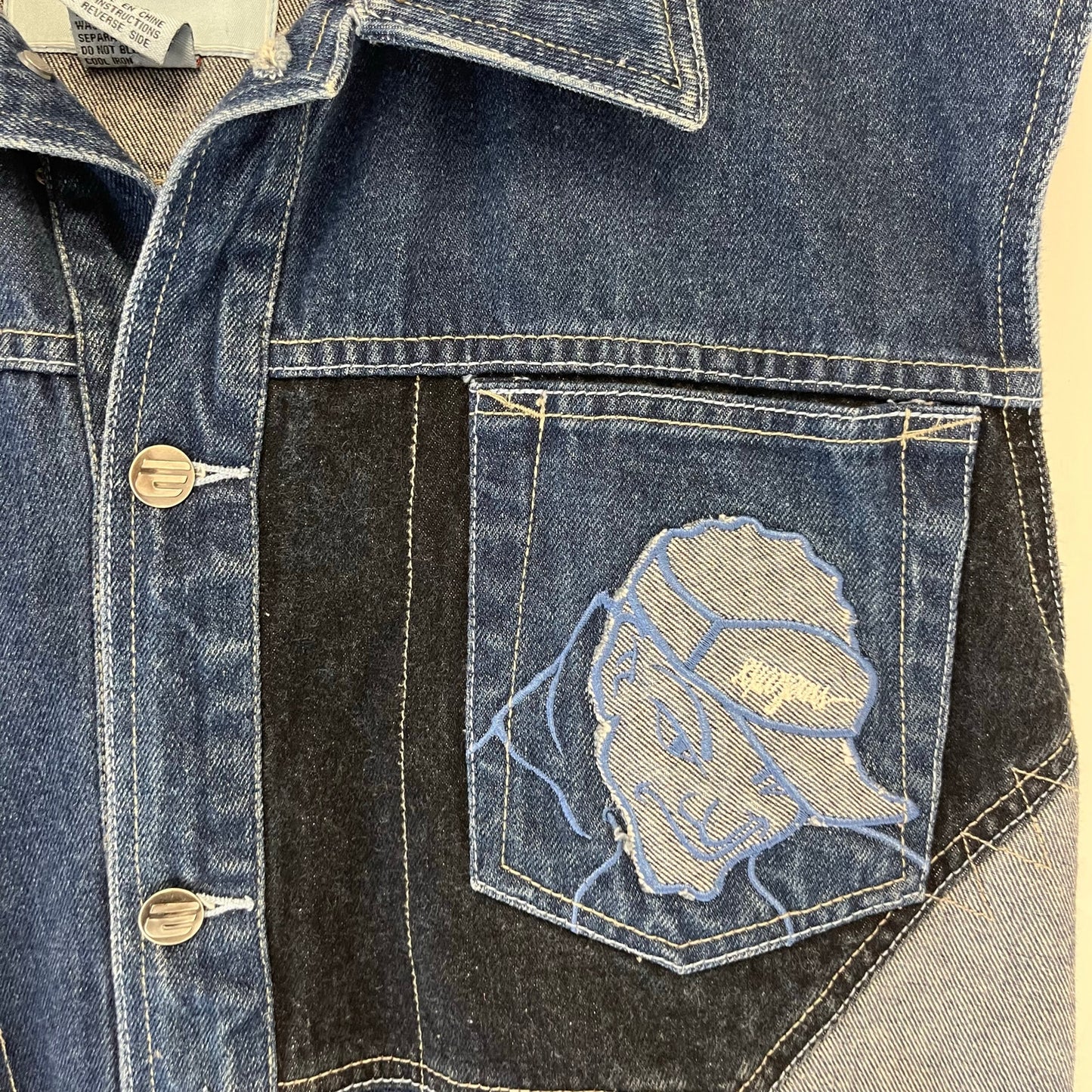 Y2K Exco Denim Hip Hop Vest S