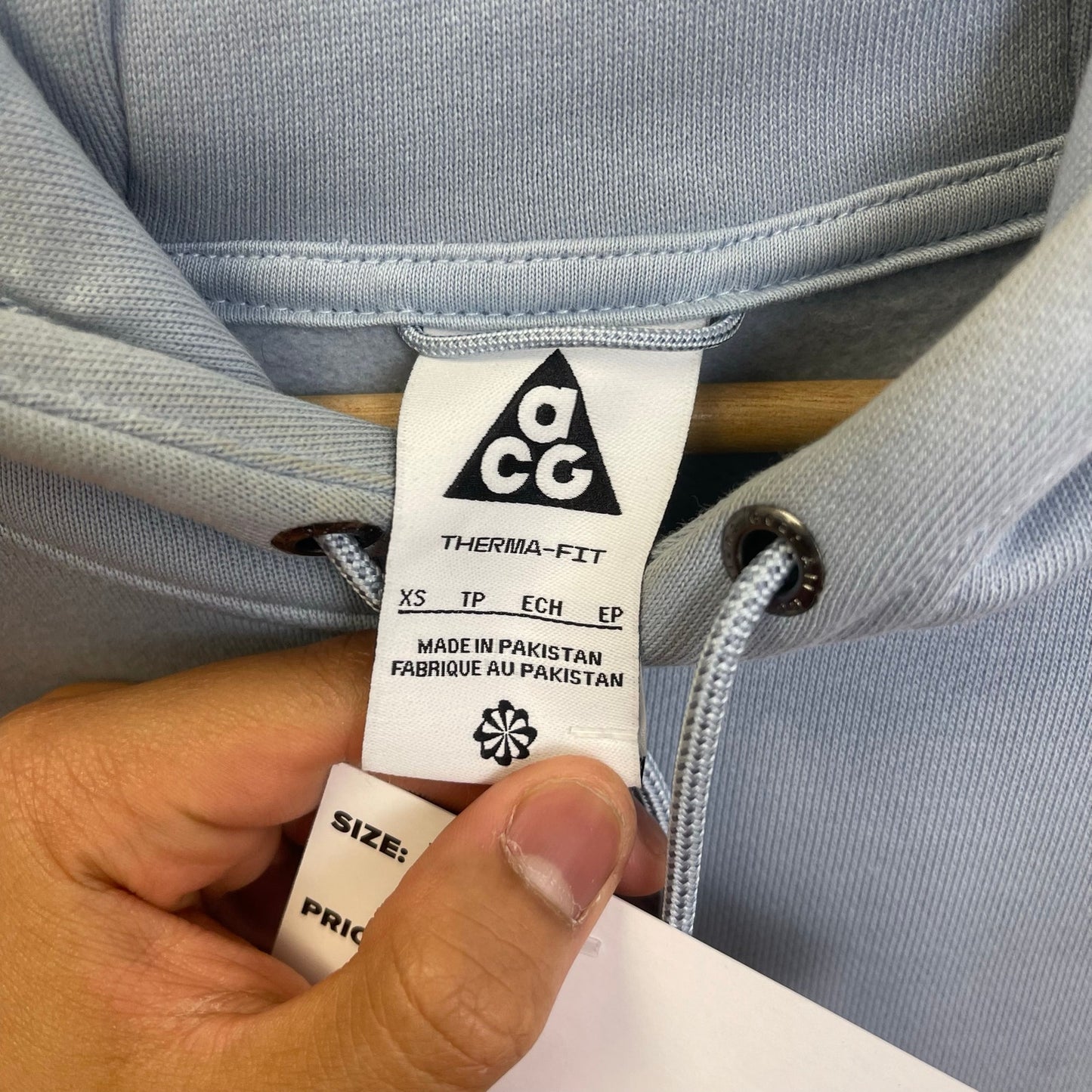 Nike ACG blue cropped middle swoosh hoodie XS