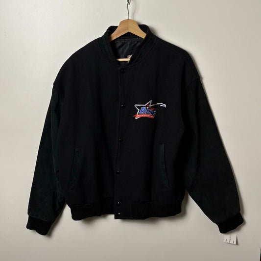Labatts beer wool brockum varsity leather jacket M