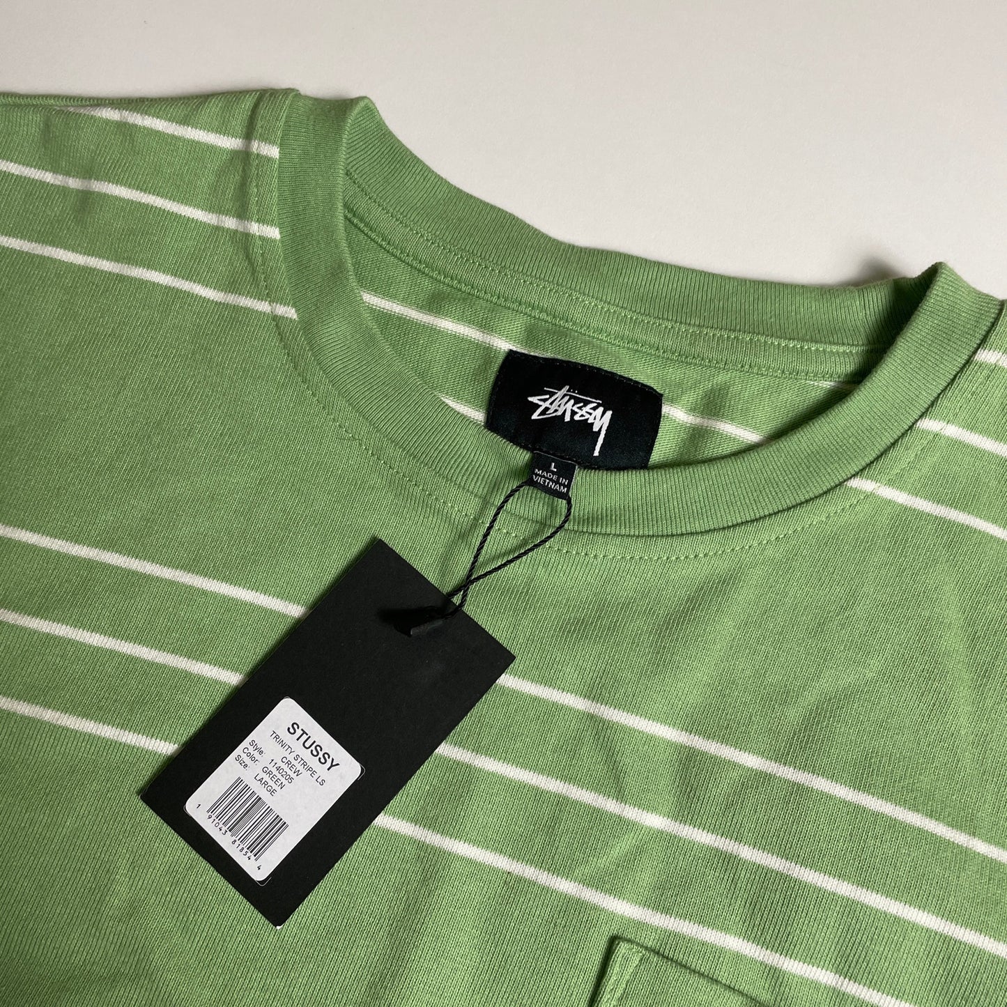 Stussy green striped longsleeve shirt NWT