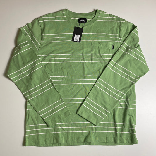 Stussy green striped longsleeve shirt NWT