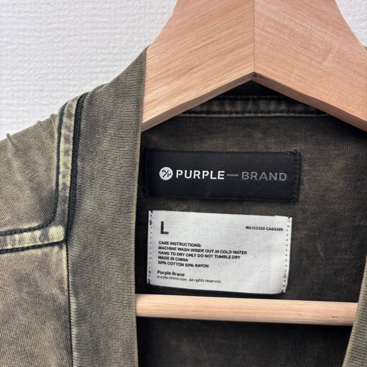Purple acid wash green long sleeve shirt L