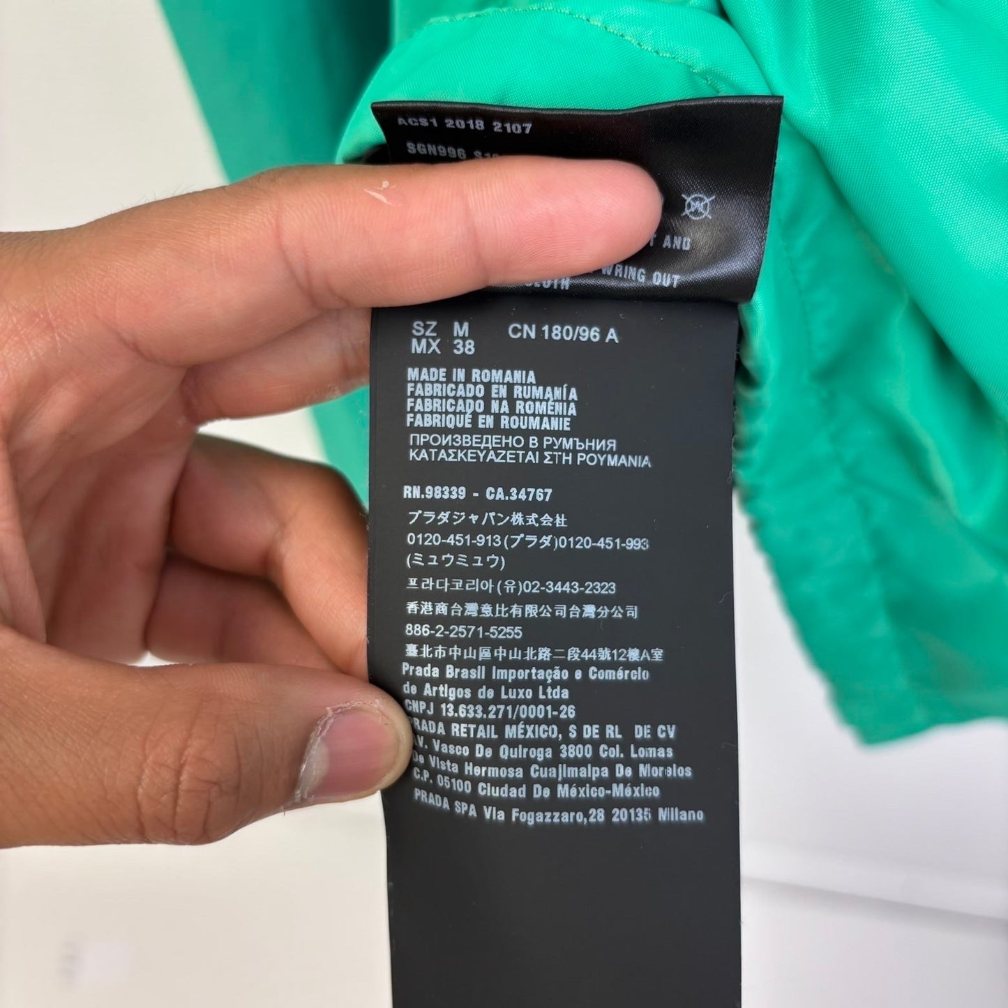 Prada nylon green windbreaker hooded jacket M