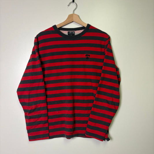 Vintage stussy 90's striped longsleeve crewneck sweater L