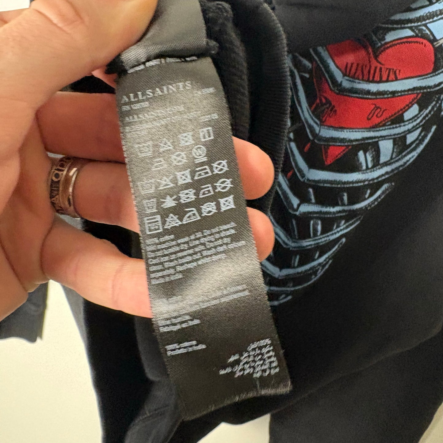 Allsaints bleeding heart skeleton hoodie S
