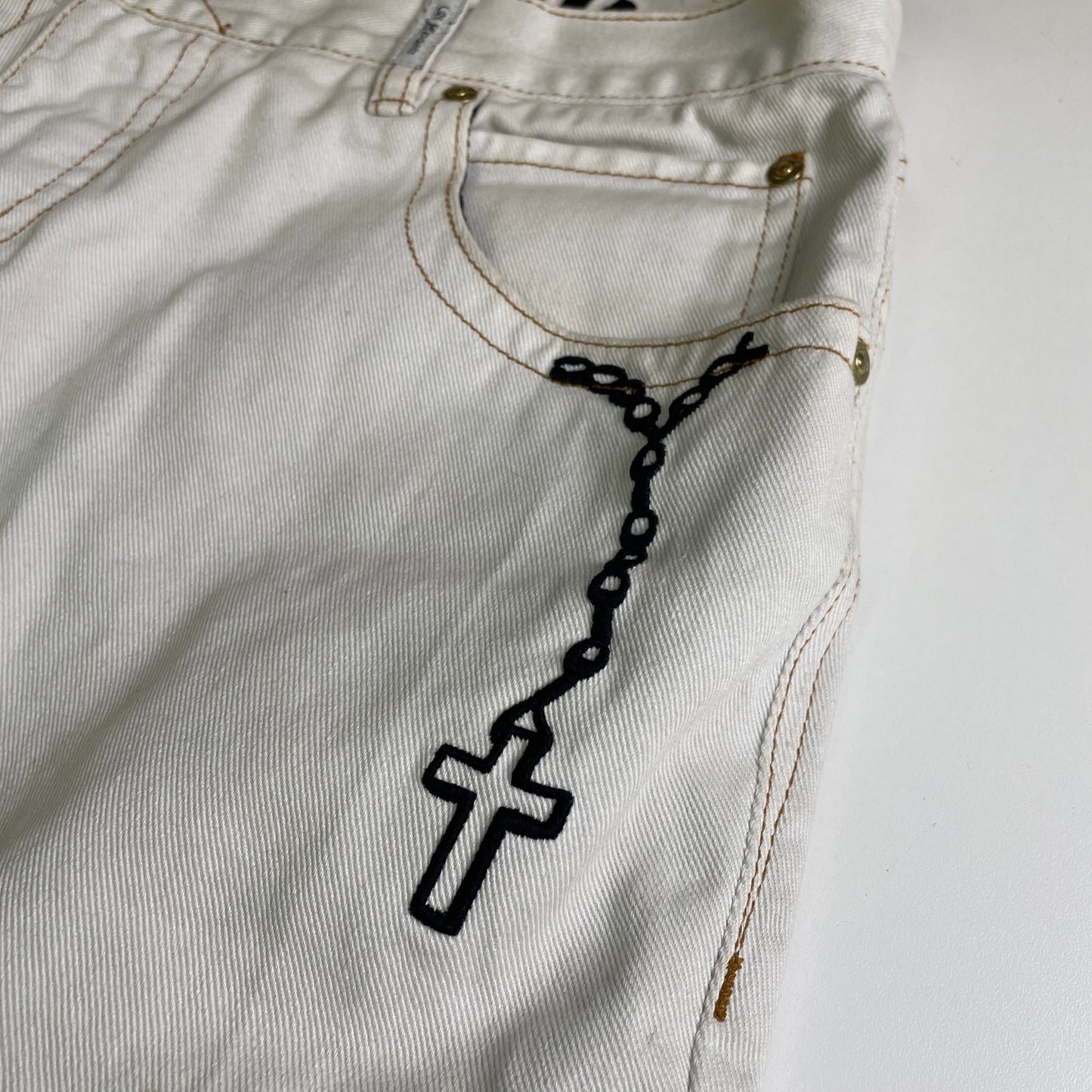 LRG Y2K embroidery rosary denim jorts 34