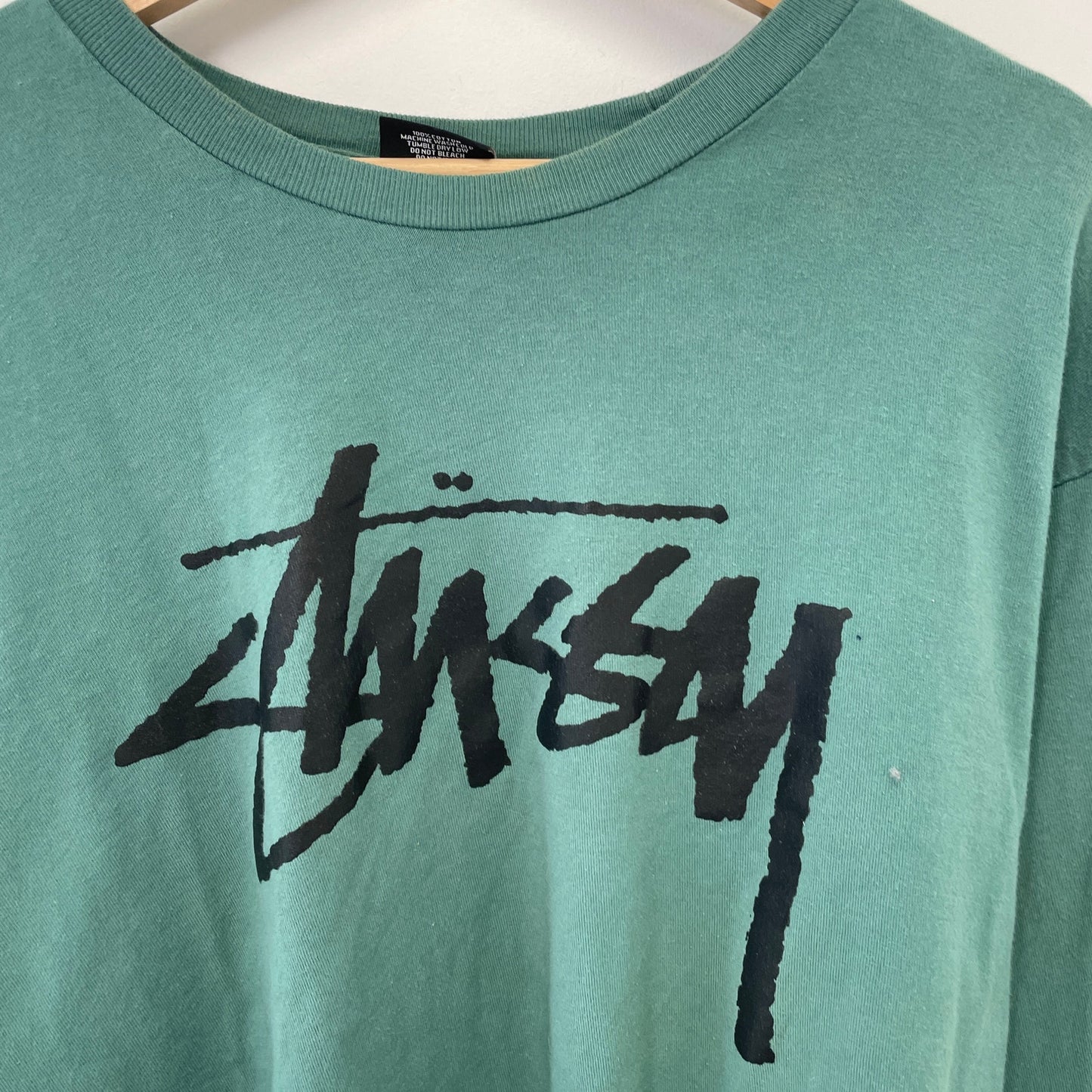 Stussy big logo green long sleeve shirt L