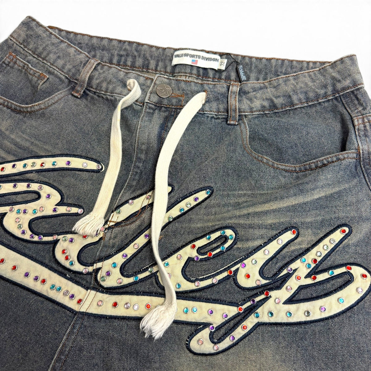 Vale Sports Divison Rhinestone Jorts 32