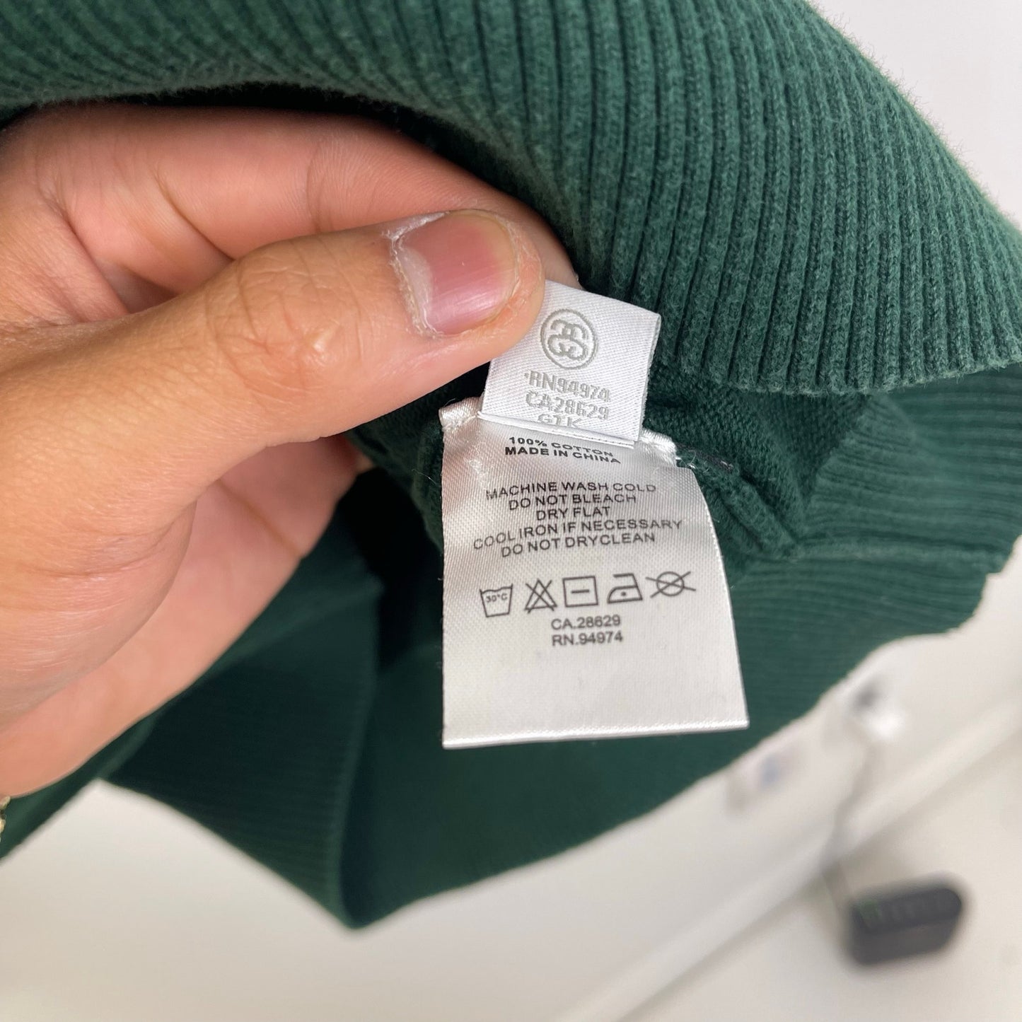 Stussy S Chain Long Sleeve Knit Polo green S