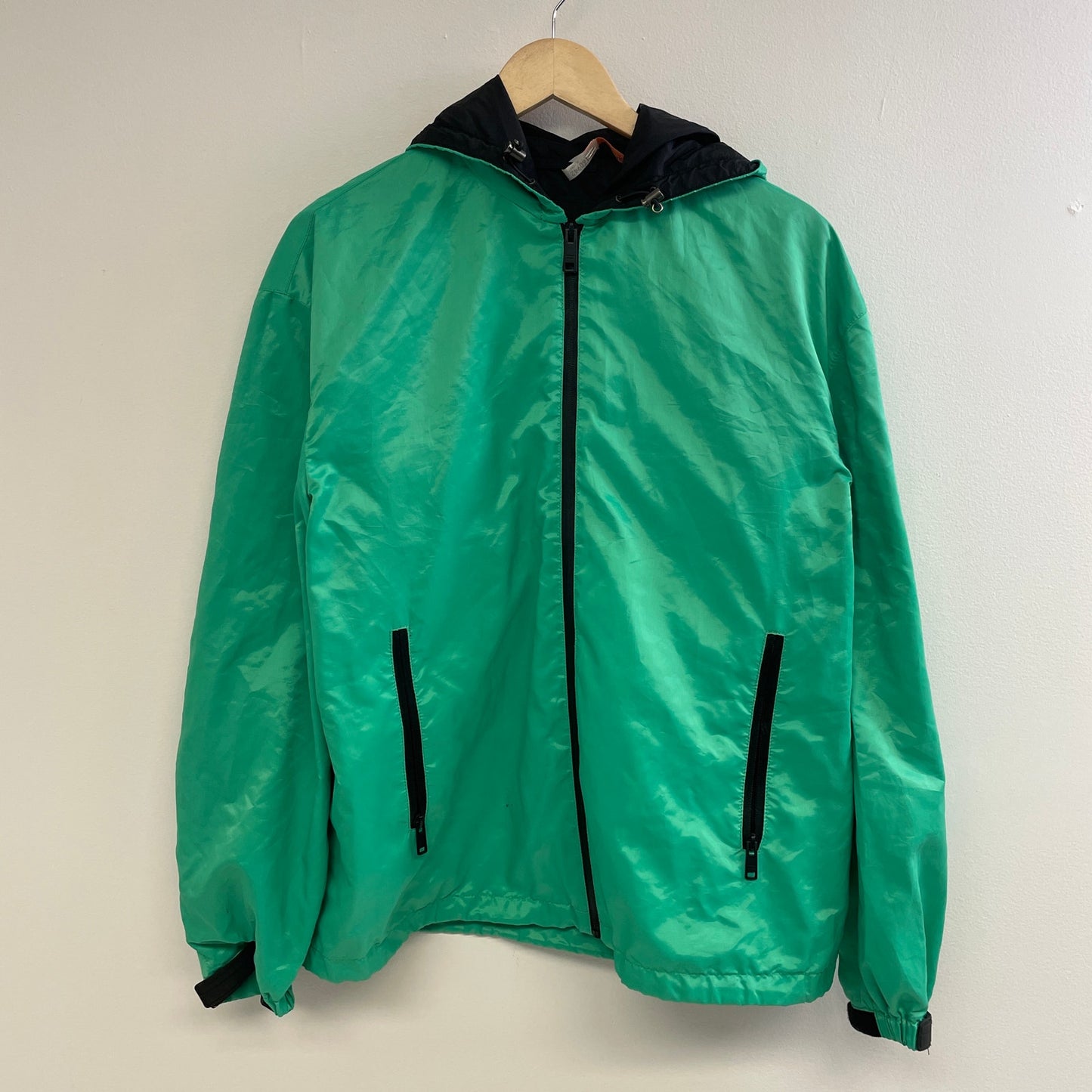 Prada nylon green windbreaker hooded jacket M