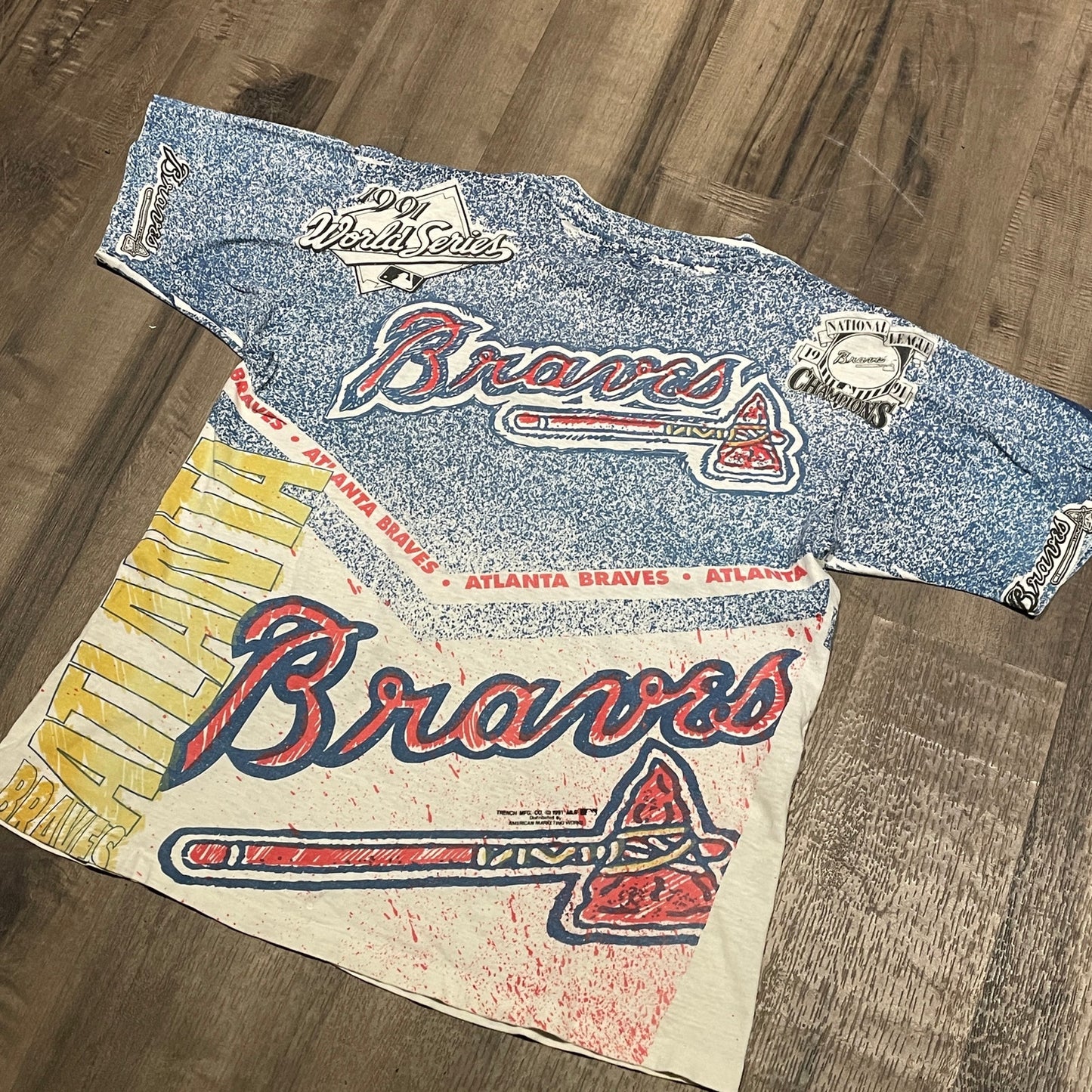 Vintage 90s Atlanta Braves AOP tee L