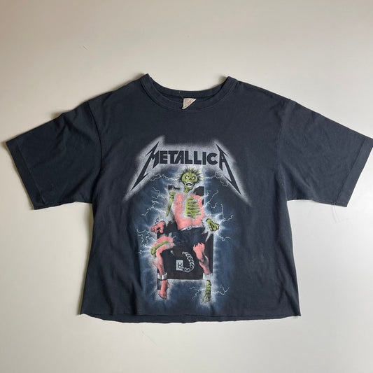 Vintage Metallica Kill em all electric chair cropped tee M