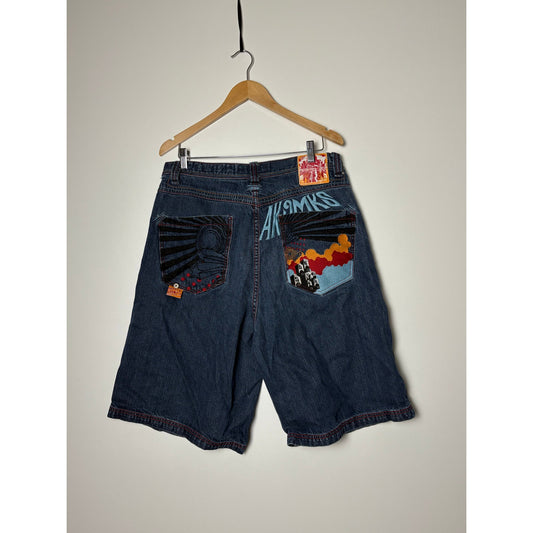 Vintage y2k akademiks pocket embroidery jean shorts 36