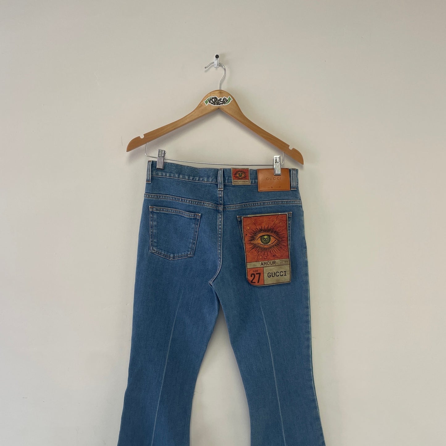 Gucci high waisted flare stripe denim size 27 NWT
