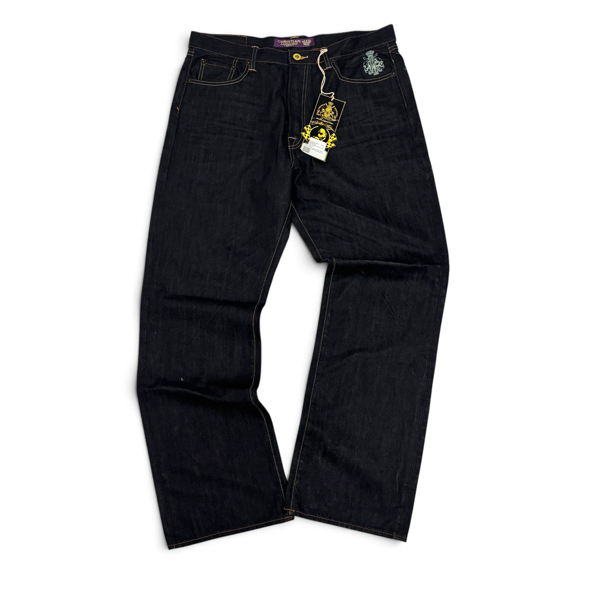 New Vintage Christian Audigier Skull Embroidery Jeans 38