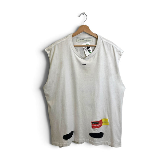 Off White Spray Paint Diagonal Cut Tank Shirt XL
