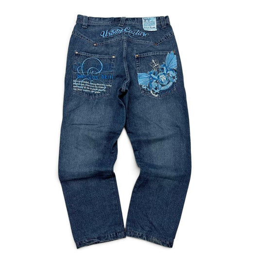 Vintage Bare Fox Dragon Print Jeans 34