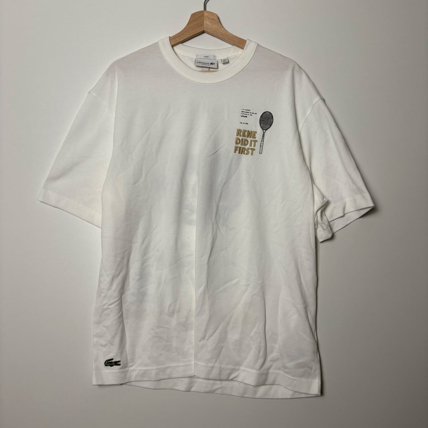 Lacoste Tennis "Rene did it first" pique graphic tee XXL