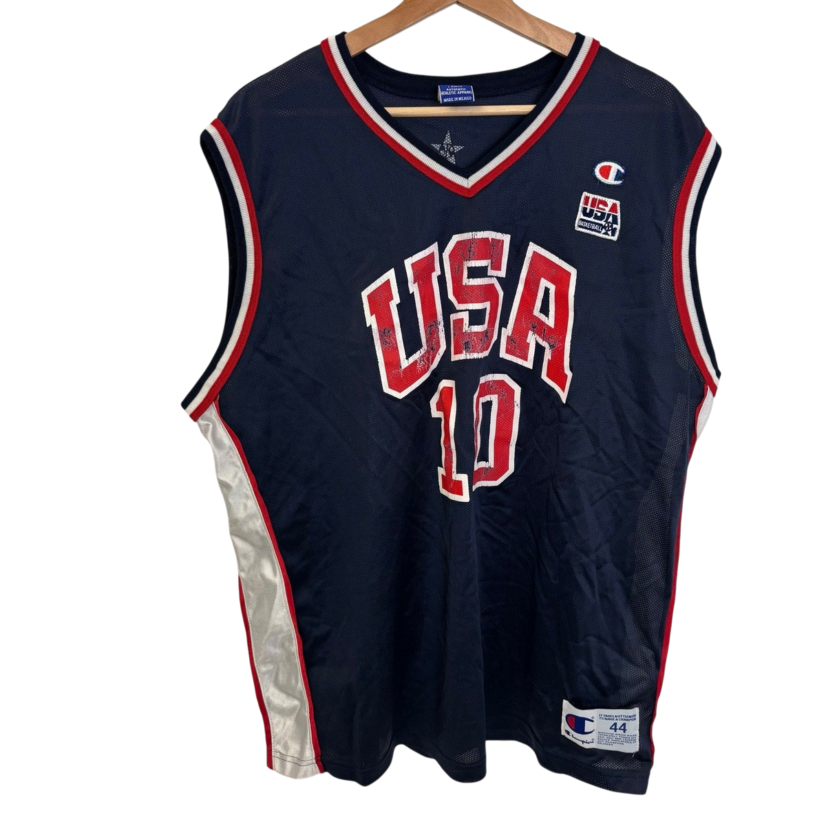 vsresell vintage 2000 Team USA basketball jersey featuring Kevin Garnett number 10 in navy blue with red and white
